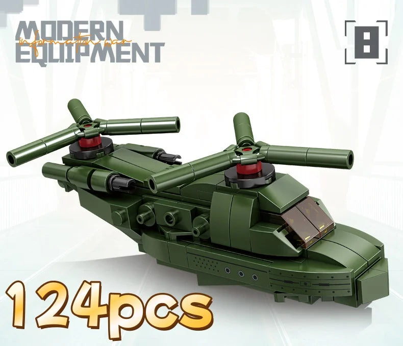 8IN1 Military WW2 War T90 Battle Tank  Building Blocks Army Weapon Bricks Educational Toys For s s Games