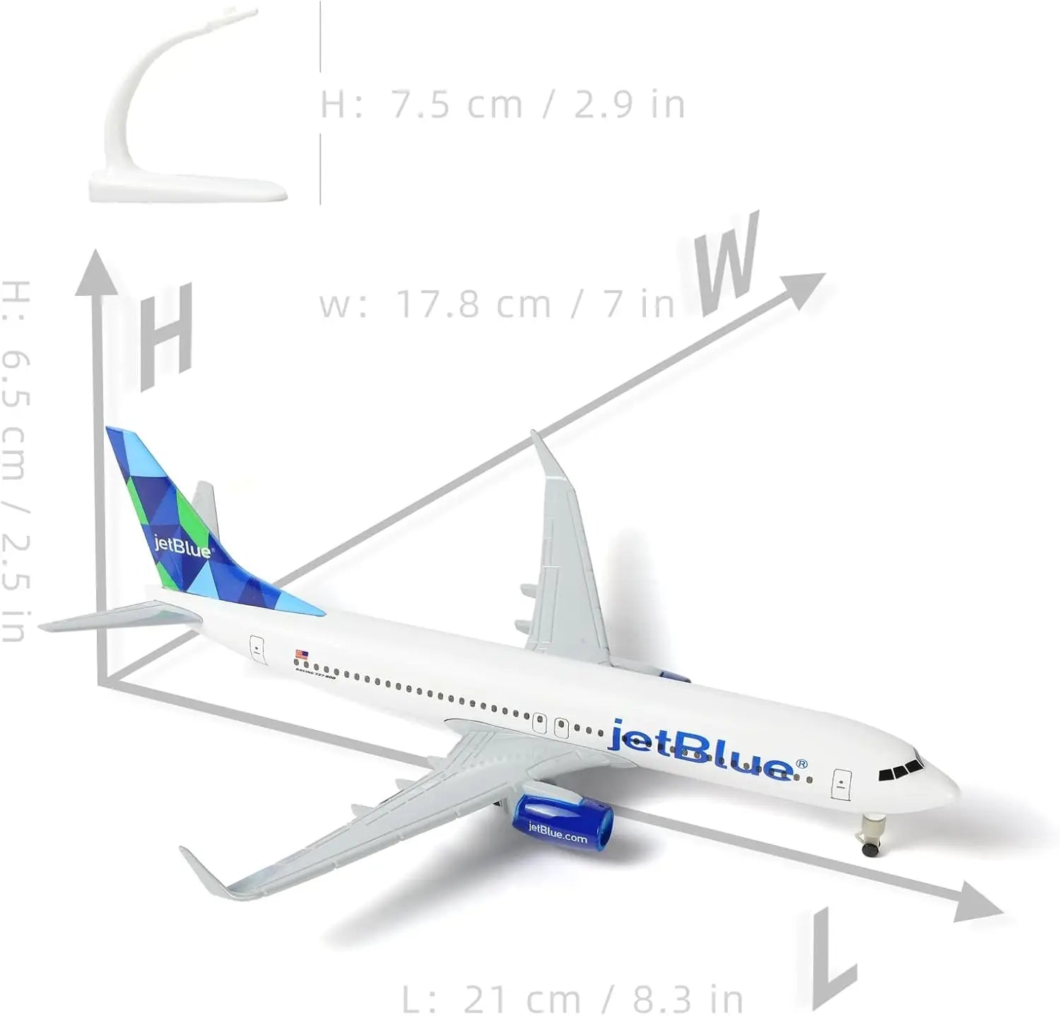 20cm 1/300 Scale Model Plane Diecast Airplanes Jet Blue 737 Airlines Model Airplane for Collections & Gifts