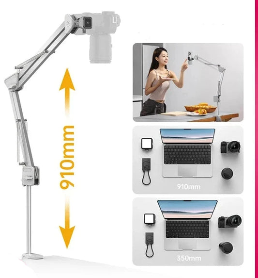 Overhead Camera Mount Quick-Release Camera Desktop Stand Max Load 2KG for Camera Smartphone Tablet for Live Vlog