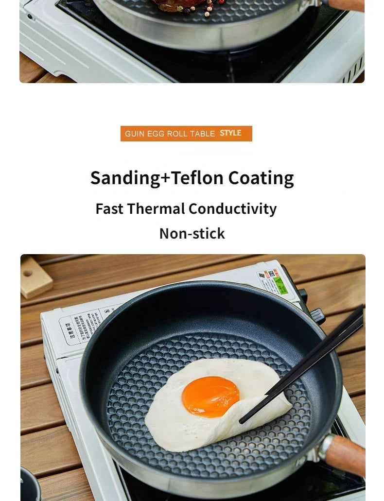 Outdoor Camping Non-stick Frying Pan Breakfast Pancake Pot  Stainless Steel Cooking Food Induction Cooker Fry Pan