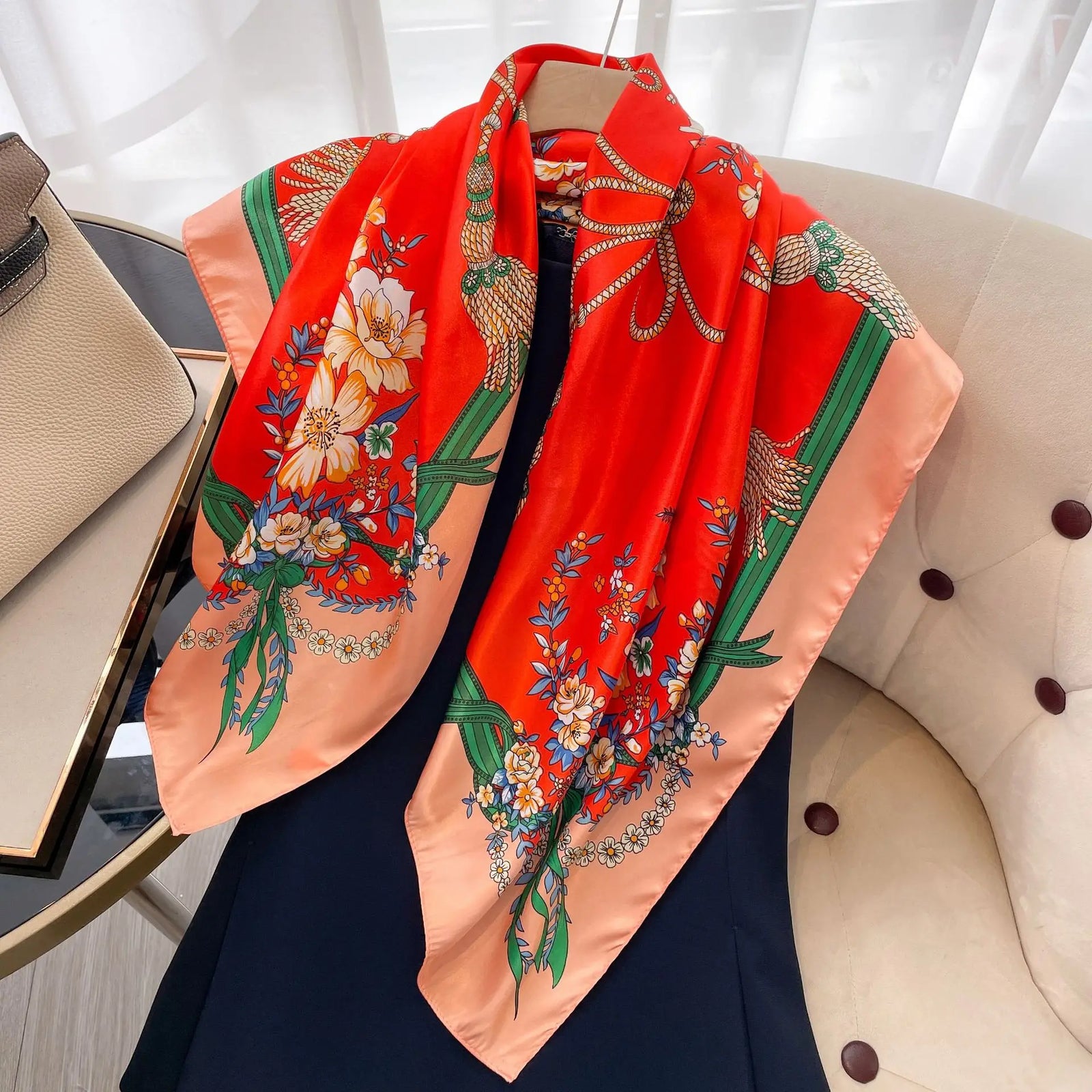 Square Women Scarves Silk Office Ladies Hair Neck Bandanna Headband Foulard Headcloth Muslim Headscarf Female muffler