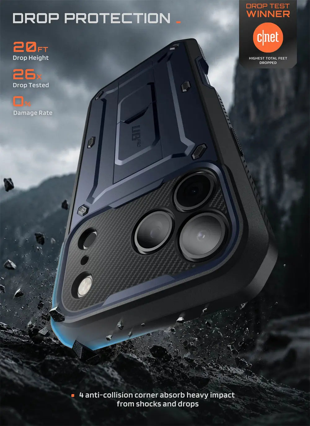 Full Body Rugged Phone Case with Built In Screen Protector and Belt Clip Holster for iPhone 17 Pro Max and iPhone 18 Pro Max