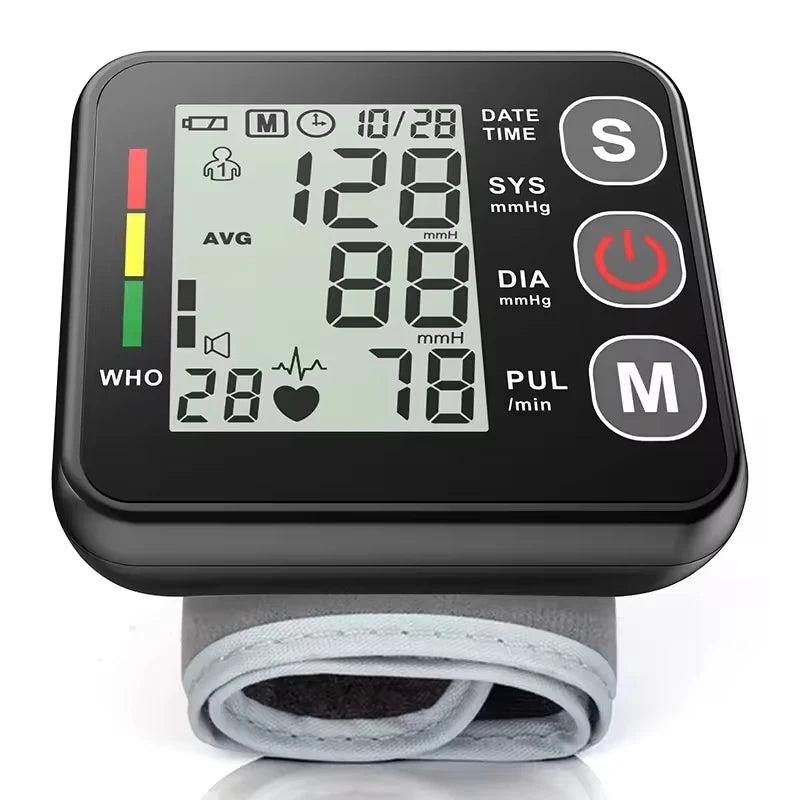 Wrist Digital Blood Pressure Monitor Voice Medical Tonometer Automatic Tonometer Meter Medical Tensiometer Pulse Rate Meter