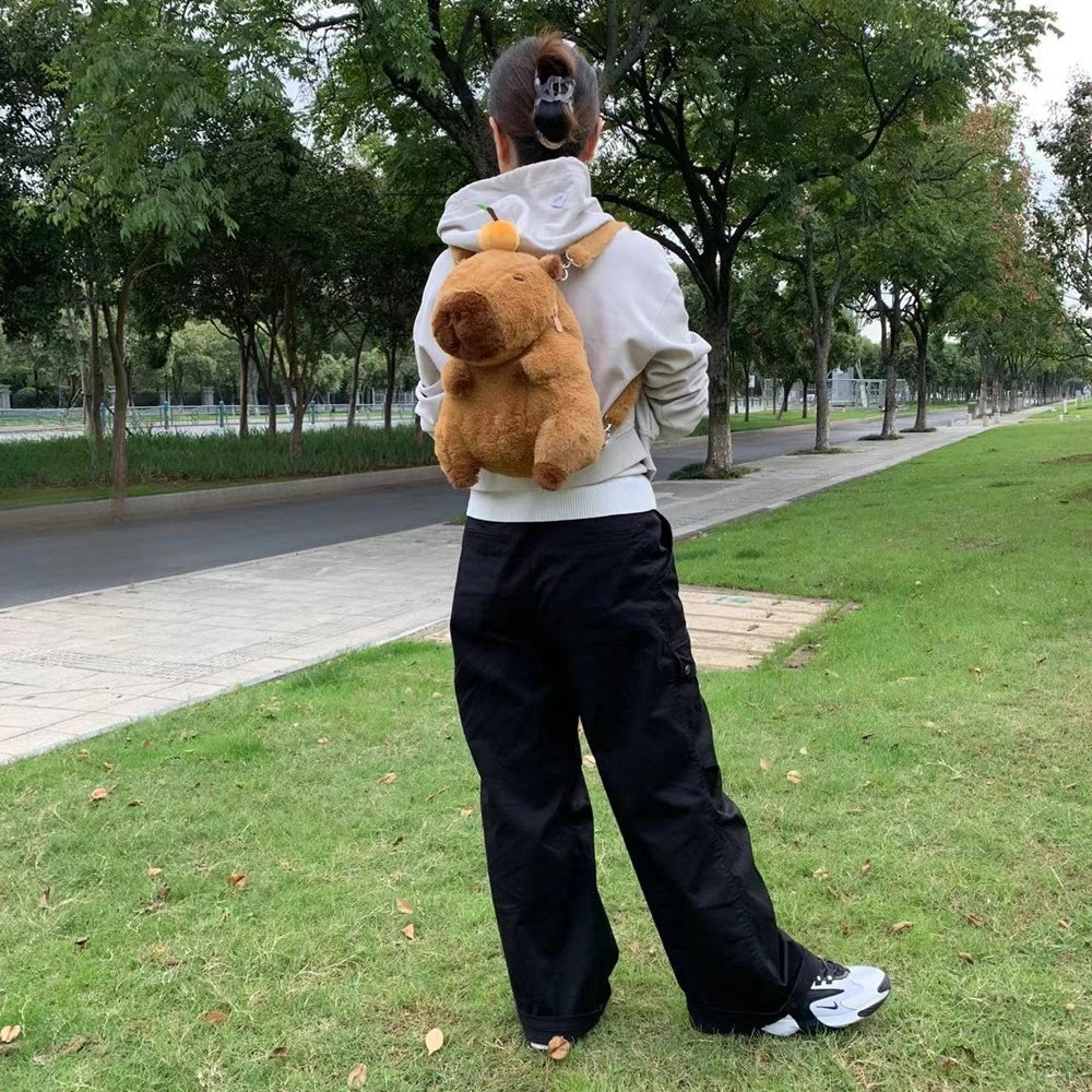 Kawaii Capybara Plush Backpack Soft Shoulder Bag