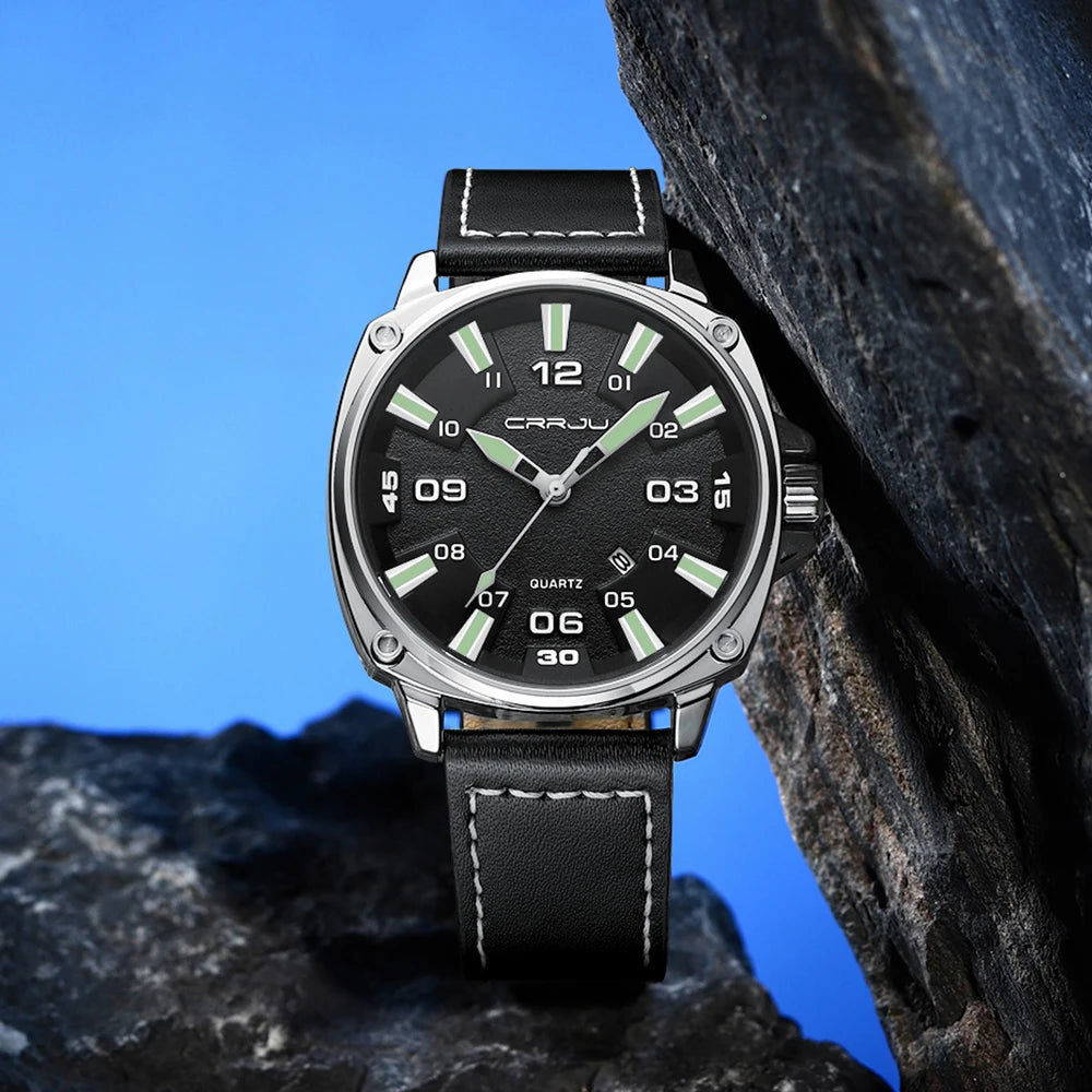 Simple Fashion Thin Date Wristwatches Male Luxury Design Breathable Leather Watches Men's Quartz Clock