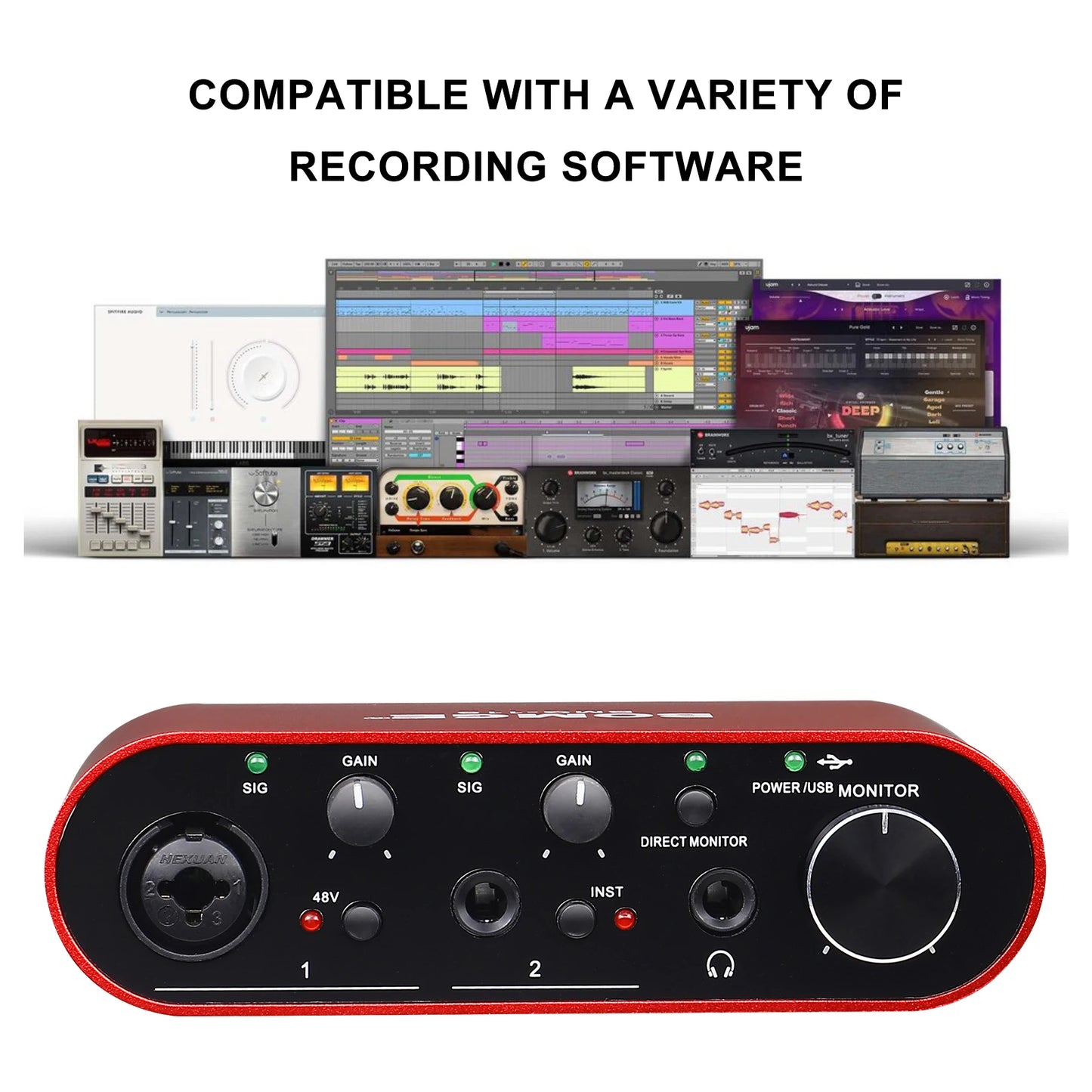 BMG11S USB Audio Interface with 24 Bit 192kHz Recording and Headphone Monitoring Amplifier