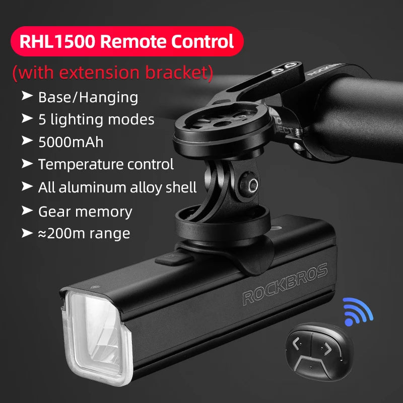 Bike Front Light 1500LM 5000mAH Battery Bicycle Light Aluminum Smart Sense LED Lamp Flashlight Cycling Headlight