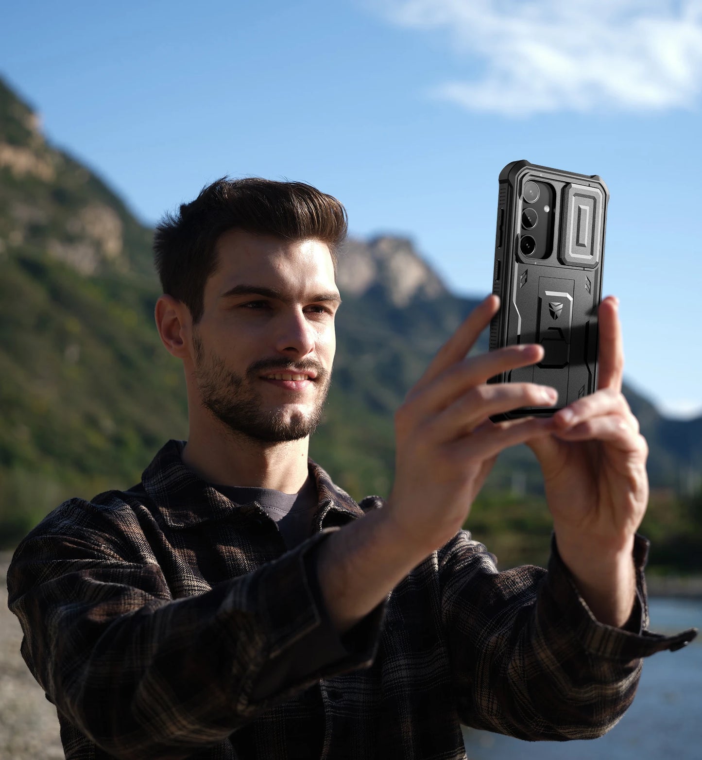 For Samsung Galaxy S24 Case 6.2 inch with Built-in Slide Camera Cover Full Body Rugged Case Built-in Screen Protector Kickstand