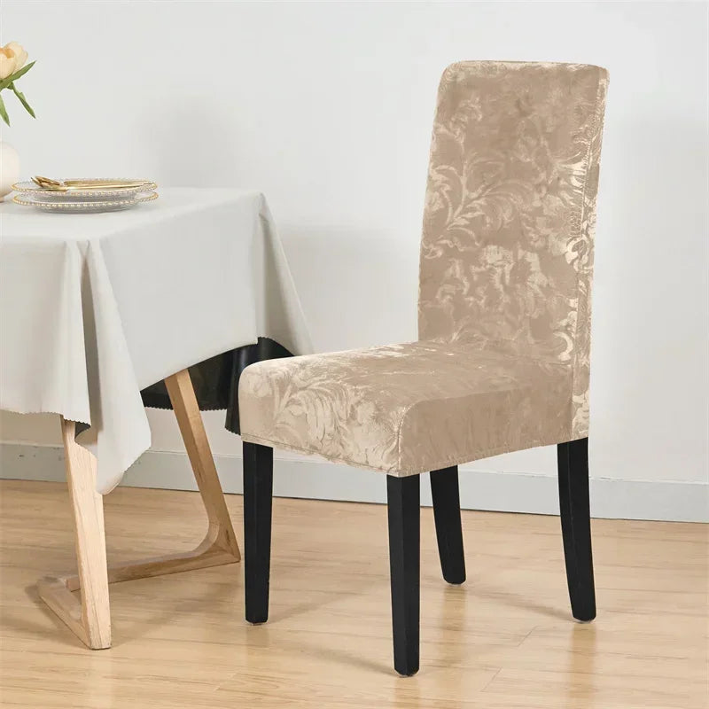 1PC Stretch Dining Chair Cover Jacquard Solid Color Chairs Slipcovers Elastic Soft Seat Covers for Banquet Wedding Hotel Decor