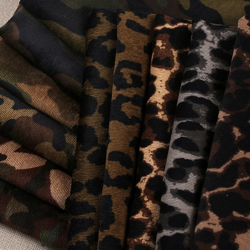Leopard print Corduroy fabric Camouflage corduroy print cloth Polyester clothing DIY dress handmade Sewing quilting Leopardprint