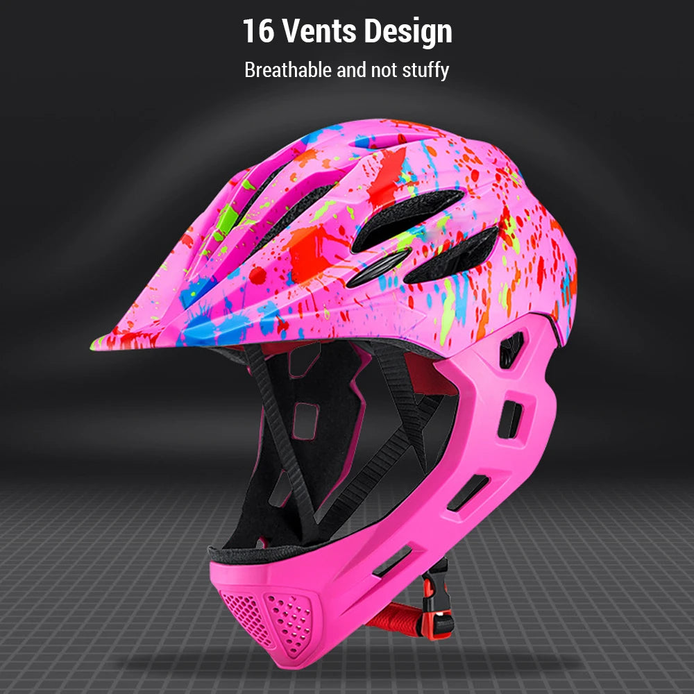 Adjustable Breathable  Bike Helmets  Lightweight Full Face Bicycle Helmet with LED Light 16 Openings for 46-54cm Head