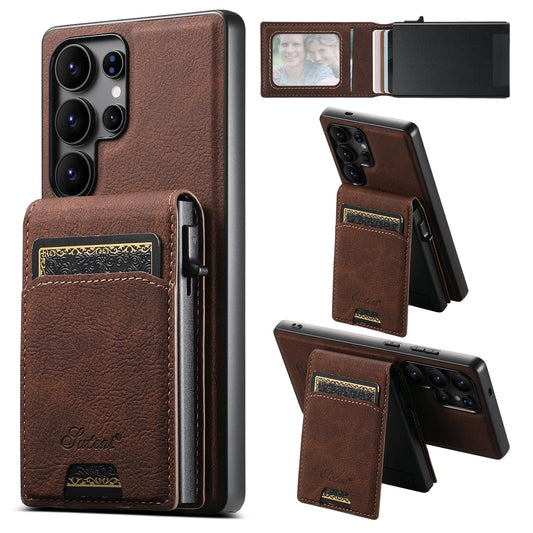 Magnetic PU Leather Wallet Case with Card Slot & Kickstand for Samsung Galaxy S26 Ultra / S25 Plus – Wireless Charging Cover