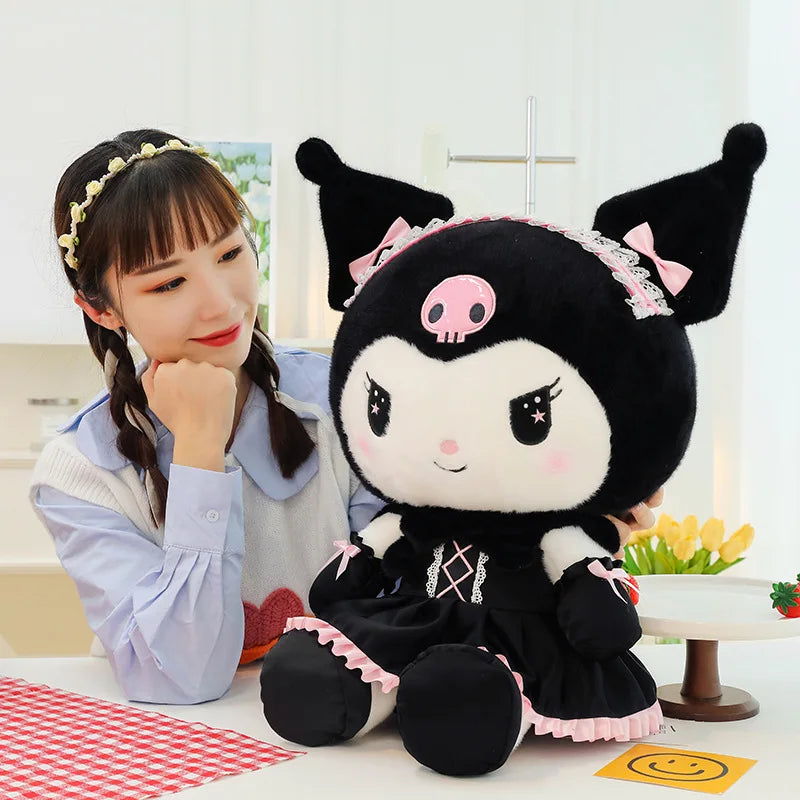 Hot Kawaii 60cm Dark Uniform Kuromi Plush Toy Cartoon Anime Sanrio Stuffed Doll Cute Kuromi Pillow for Kids Birthday Xmas Gift
