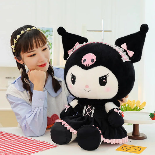 Kawaii Dark Uniform Kuromi Plush Toy 60 cm Soft Stuffed Doll Pillow
