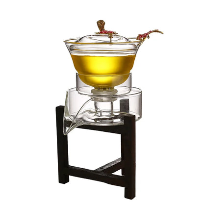 Heat-resistant glass tea set magnetic water diversion rotating cover bowl semi-automatic tea maker lazy teapot Kungfu tea set