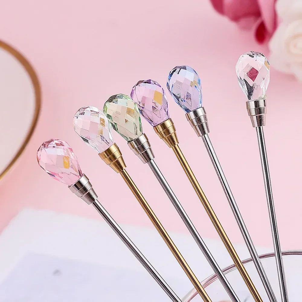 4pcs Diamond Coffee Spoon Stainless Steel Long Stirring Spoon Exquisite Crystal Teaspoon for Cafe Ice Cream Dessert Cocktail Mug