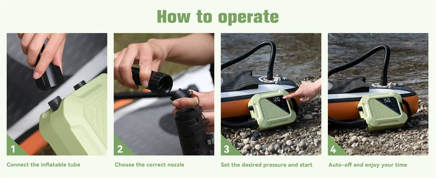 SUP Boat Accessories Inflatable Pump for Pvc Kayak Kite Wings 20PSI Rechargeable Inflate Deflate Stand Up Paddle Pump