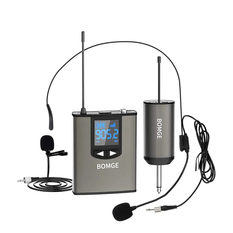 Dual Wireless Microphone System with Headset and Lavalier Microphones