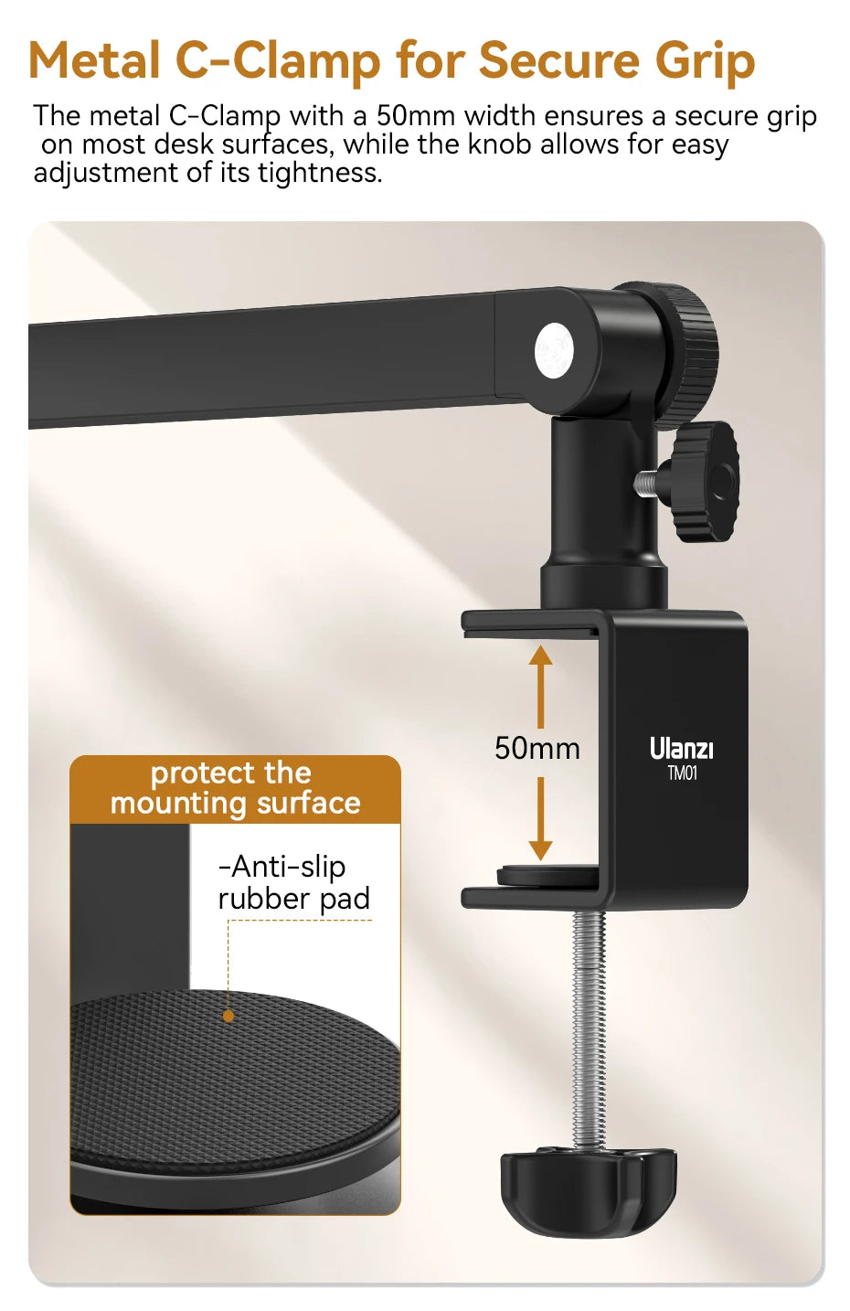 Microphone Boom Arm Stand for Microphone Compact Camera Phone Clamp Max Load 1.5KG with 1/4'' 3/8'' 5/8'' Screw