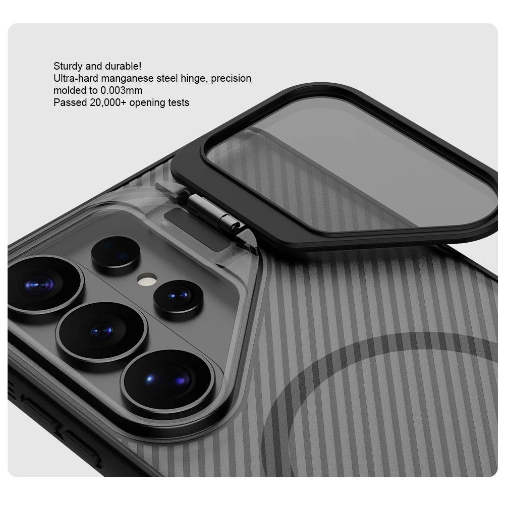 Magnetic CamShield Prop Case for Samsung Galaxy S26 Ultra – Camera Protection Bracket PC + TPU Back Cover