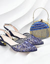 African Wedding Shoes and Bag Set with Rhinestone Italian Design Shoes with Matching Bags Nigerian Lady Party Pumps
