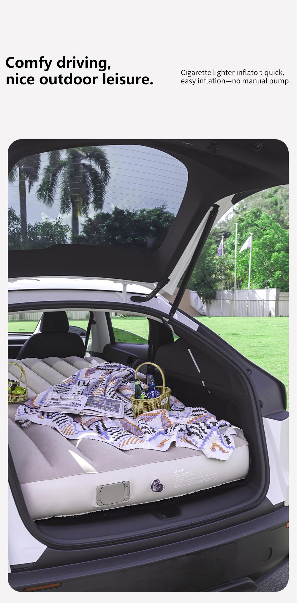 Self Inflating Car Mattress for Tesla Model Y Juniper 2021 2026 Inflatable Travel Camping Bed