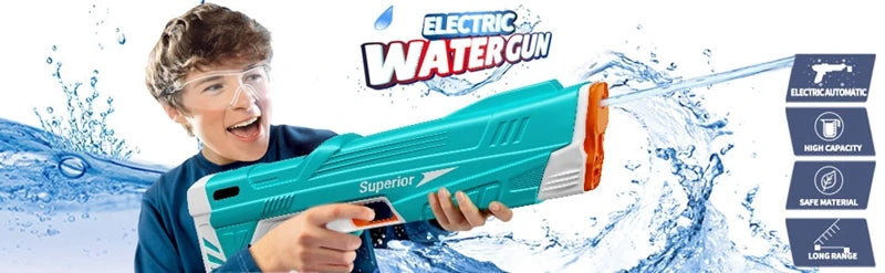 Full Automatic Electric Water Gun 43cm Portable Rechargeable Water Blaster for Outdoor Activities