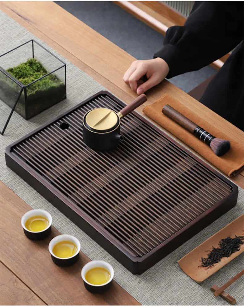 Chinese Natural Bamboo Tea Tray Water Storage Kung Fu Tea Set Simple Rectangular Tea Board Tea Storage Tray