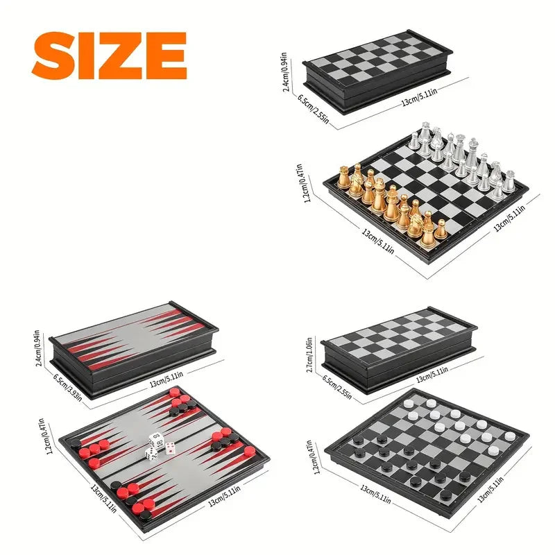 Mini  Chess Board Game Toys Folding  Plastic Chessboard Portable Interactive Toy for s Adult Birthday Gift