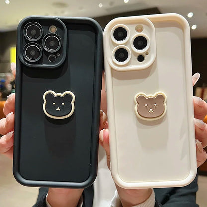 Soft Cartoon Cute 3D Bear Case For Samsung galaxy S24 S22 S23 FE S20 S21 Ultra Cover