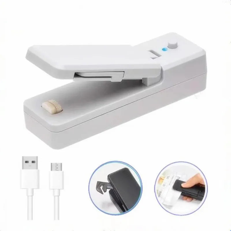 Mini USB Rechargeable Bag Sealer – Portable Plastic Food Bag Sealing Machine for Snacks, Nuts & Kitchen Storage