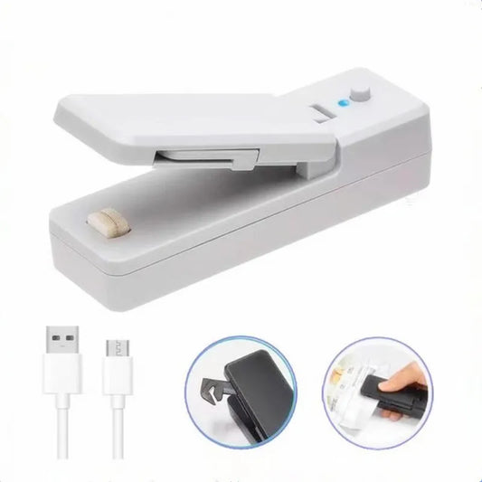 Mini USB Rechargeable Bag Sealer – Portable Plastic Food Bag Sealing Machine for Snacks, Nuts & Kitchen Storage