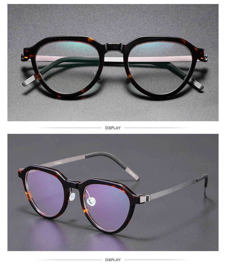 Vintage Polygon Titanium Acetate Screwless Eyeglasses Frame