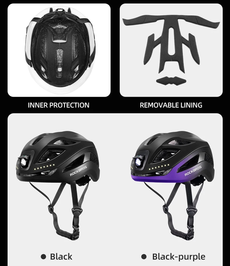Bicycle Light Helmet Type-C Rechargeable Front + Rear Light Warning Bike Helmet Head MTB Road Cycling Helmet