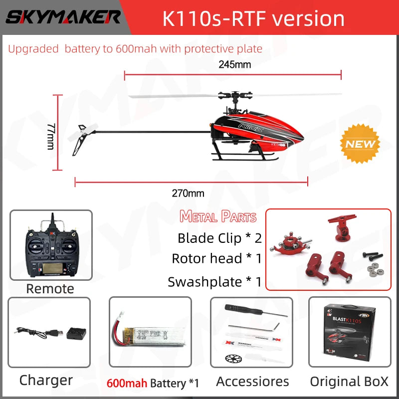 XK K110s RC Helicopter BNF 2.4G 6CH 3D 6G System Brushless Motor RC Quadcopter Remote Control Drone Toys For Gifts