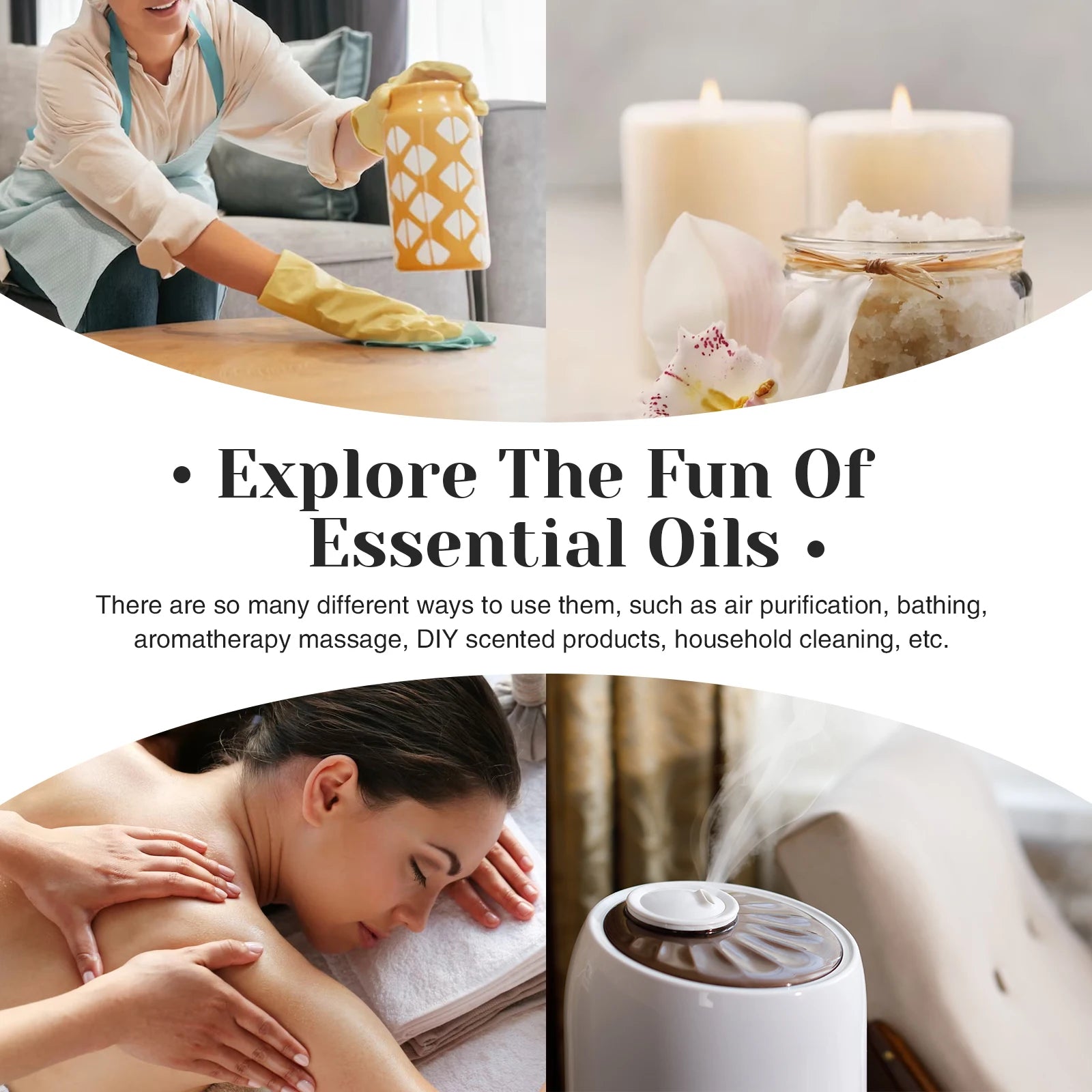 500ML Pure Natural Essential Oil For Humidifier Diffuser Jasmine Lavender Vanilla Eucalyptus Bergamot Lemon Aroma Oils