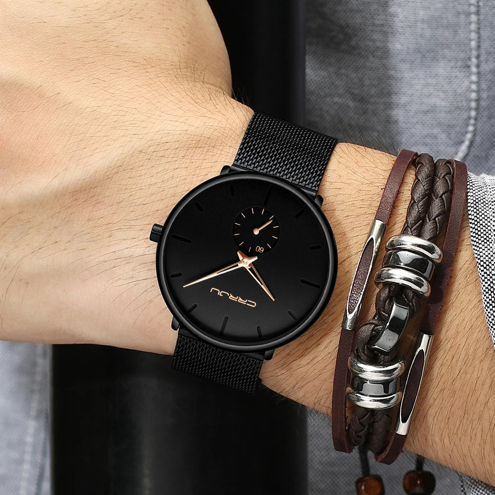 Fashion Mens Watches Top Brand Luxury Quartz Watch Men Casual Slim Mesh Steel Waterproof Sport Watch Relogio Masculino