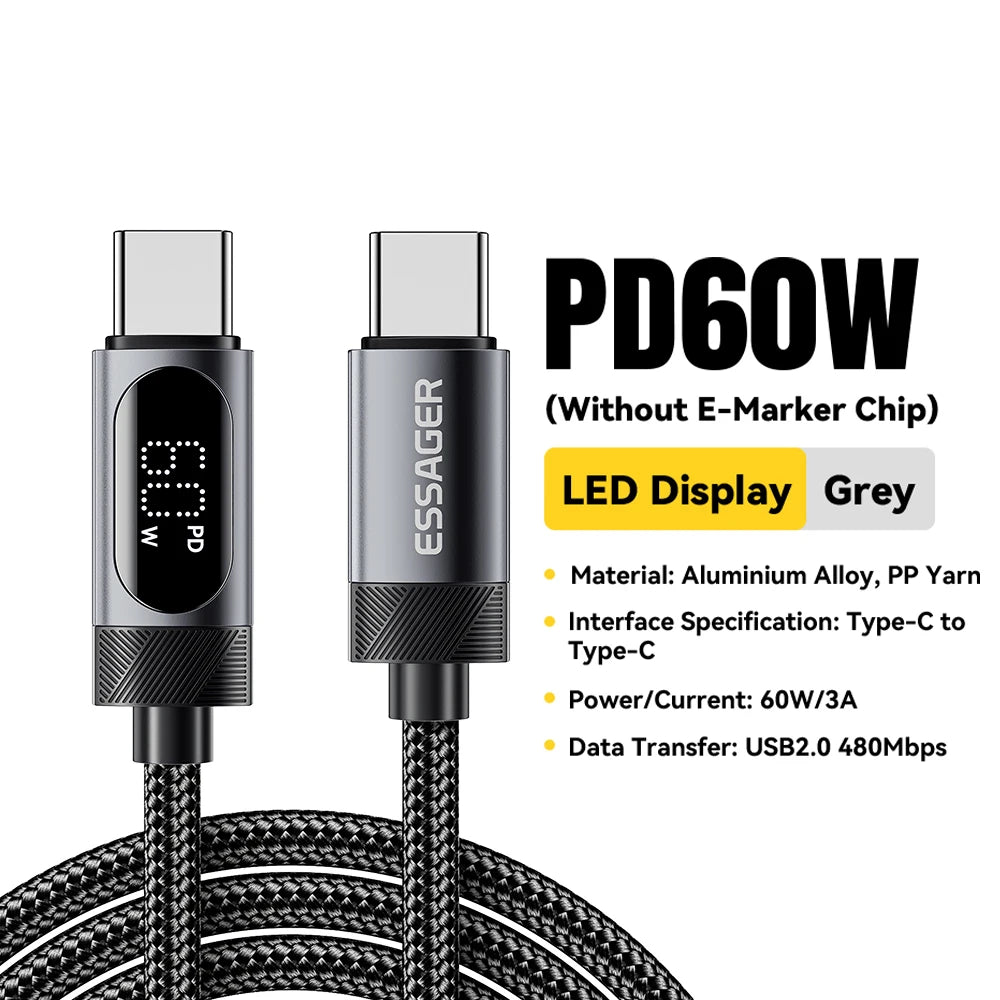 100W USB-C to USB-C Cable with Digital Display