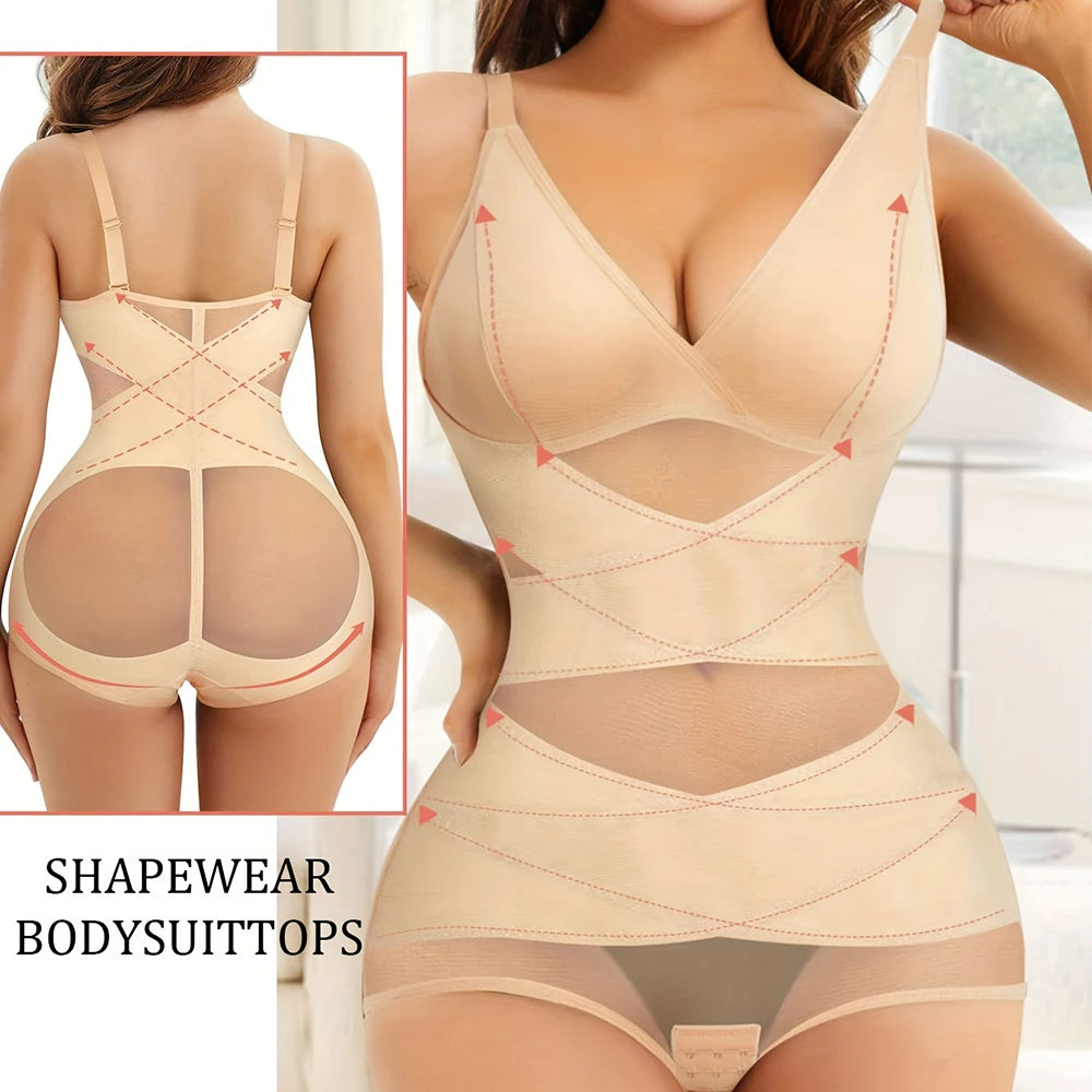 Women Tummy Control Bodysuit Shapewear with Built-in Bra & Butt Lifter