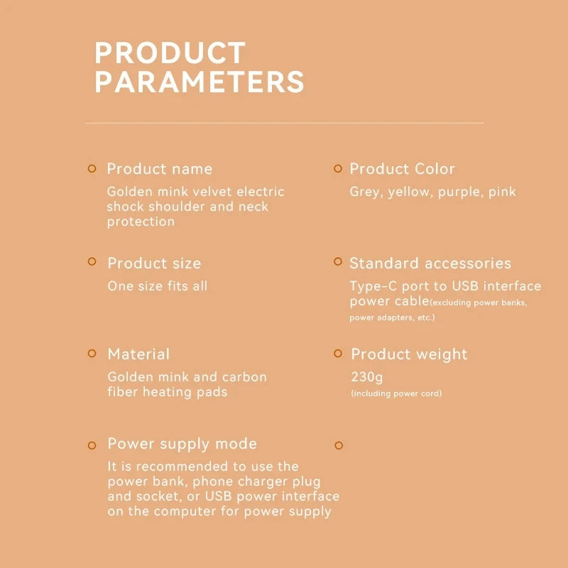 Electric Heating shoulder Neck Pad Massager USB Cervical Brace Wrap Thermal Compress Relieve Pain Fatigue Warm Back Brace Tool