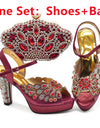 Style Matching Bag and Shoes Set Italian Women Design Shoes Matching Bag Decorated with Rhinestone Luxury Pumps Women