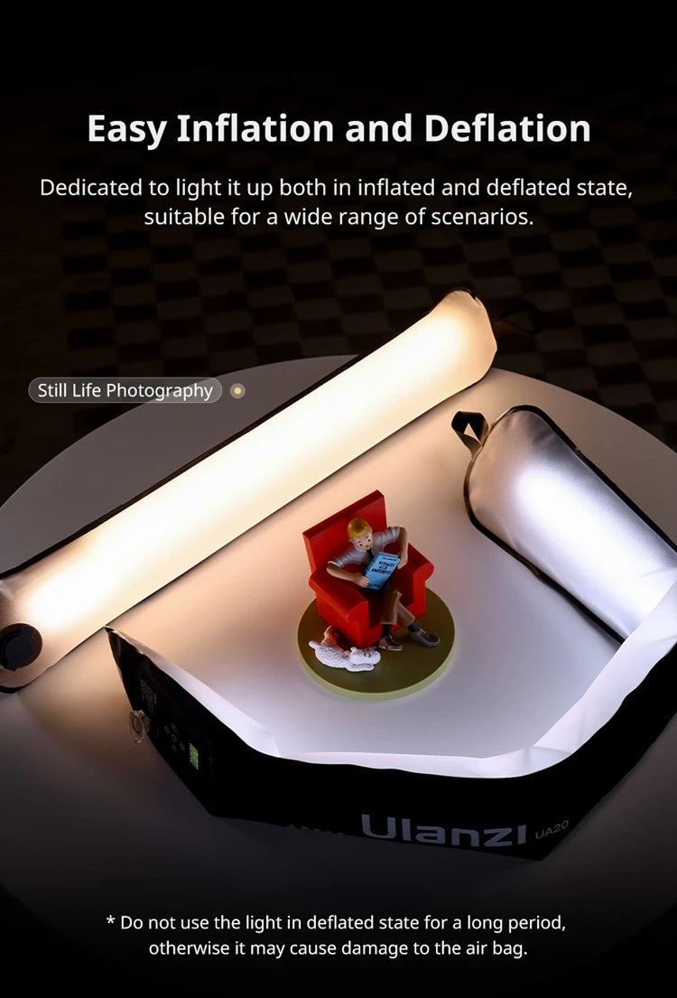 20W Bi-Color Inflatable Tube LED Light Wand Stick Foldable for Photography, Live Streaming & Broadcasting