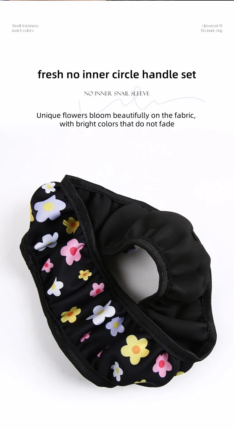 Floral Flannelette Car Steering Wheel Cover Anti Slip 38CM