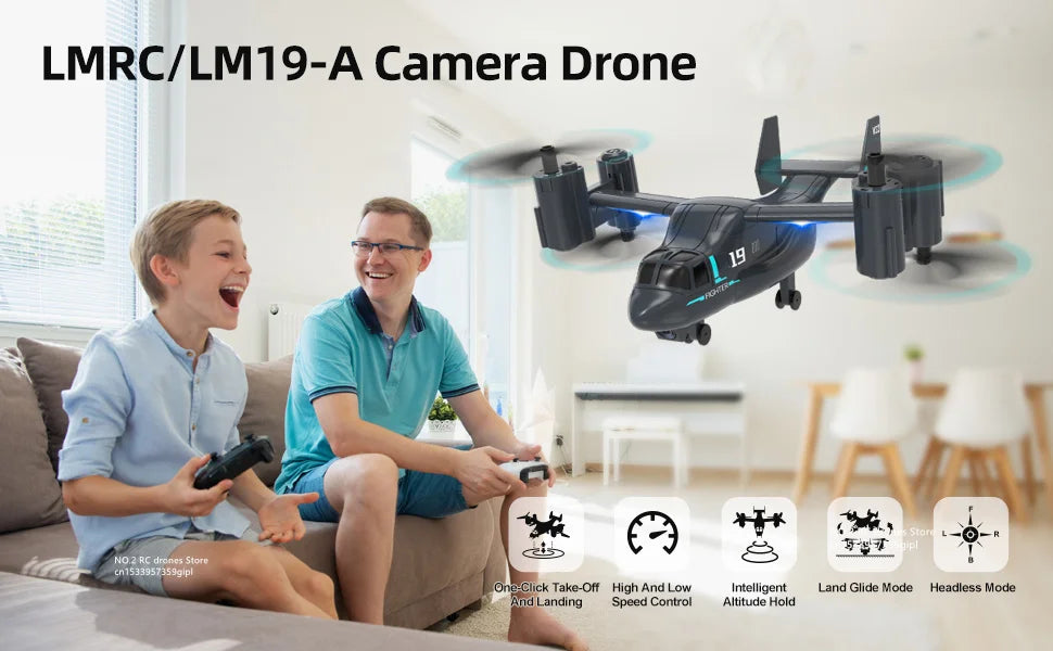 Remote Control Helicopter Drone 480P Camera Fighter UAV Land Air Mode Aircraft Brushless RC Drones for  Plane Toys