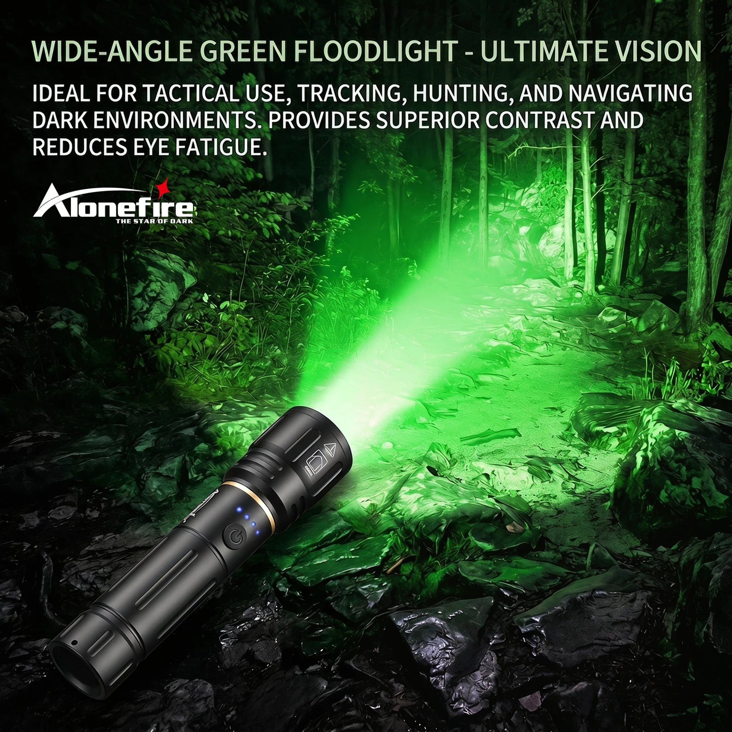 Zoom Green Light Rechargeable LED Flashlight