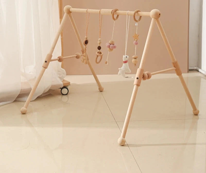 1 Set Of Wooden Baby Gym Newborn Activity Fitness Stand  Baby Pendant Crib Decoration Baby Accessories Rattle Toy Gifts For Baby