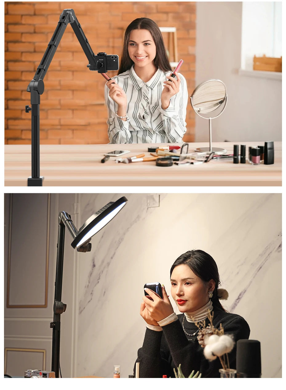 Desktop Microphone Boom Arm Stand Extend 1/4'' 3/8'' 5/8'' Screw 90° Hover Bracket for DSLR GoPro Smartphone