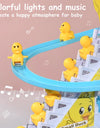 Kids Electric Small Duck Climbing Stairs Toy DIY Rail Racing Track Music Roller Coaster Duck Toy For Baby Kids Gift