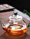 Heat Resistant Clear Glass Tea Pot with Infuser 300ml 600ml Color Warped Handle Glass Teapot Flower Puer Tea Infuser Pot Tea Set