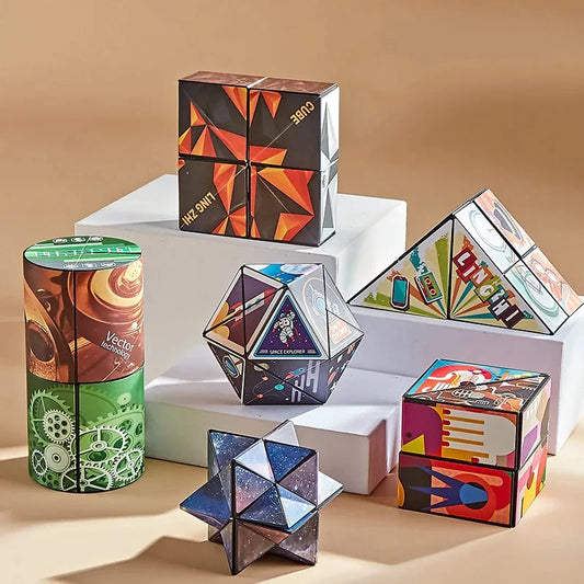 Extraordinary 3D Magic Cube Puzzle Fidget Toys Variety Geometric Shape Changeable Decompression Hand Flip Puzzle Cube